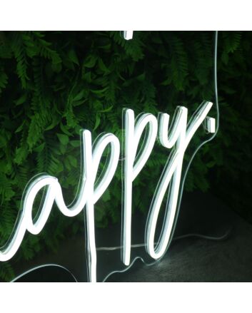 You Make Me Happy White Neon Sign