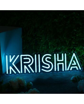 KRISHA Blue Neon Sign