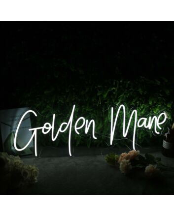 Golden Mane White Neon Sign