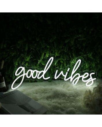Good Vibes White Neon Sign