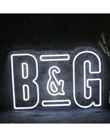 B And G White Neon Sign