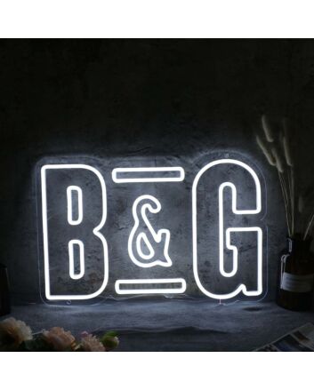 B And G White Neon Sign