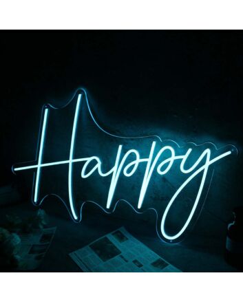 Happy Blue Custom Neon Sign