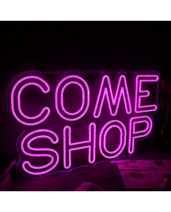COME SHOP Pink Neon Sign
