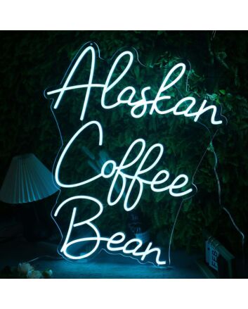 Alaskan Coffee Bean Blue Neon Sign