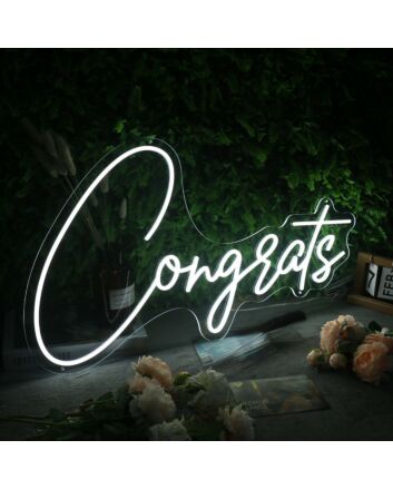 Congrats White Custom LED Neon Sign