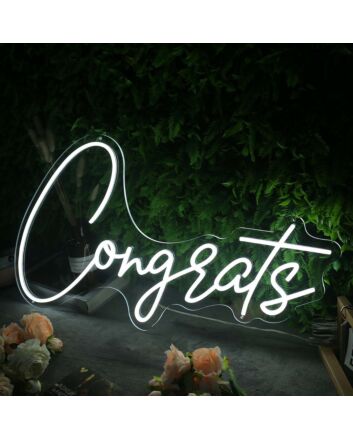 Congrats White Custom LED Neon Sign