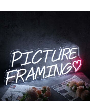 Picture Framing White Neon Sign