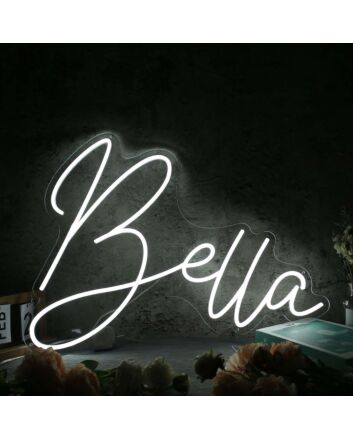 Bella White Name Neon Sign