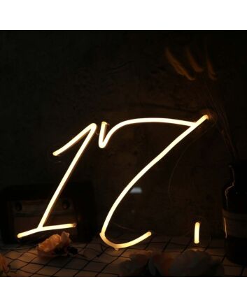 Number 17 Yellow Neon Sign