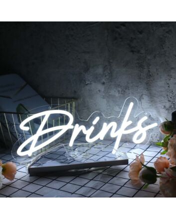 Drinks White Neon Sign