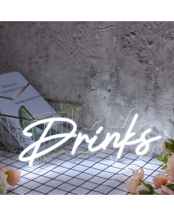 Drinks White Neon Sign