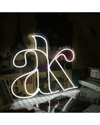 AK White Custom Neon Sign
