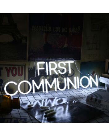First Communition White Neon Sign