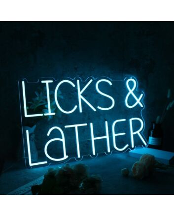 Licks And Lather Blue Neon Sign