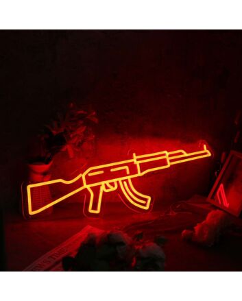 AK-47 Machine Gun Red Neon Sign