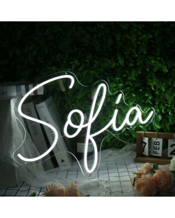 Sokia White Name Neon Sign