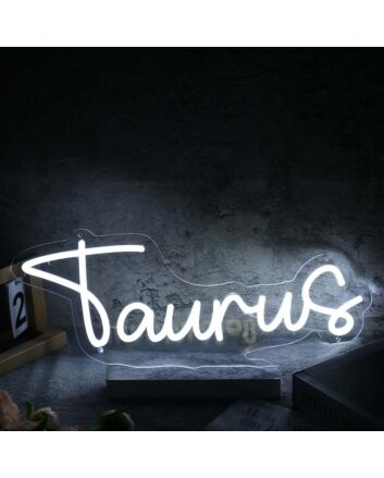 Taurus White Name Neon Sign