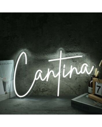 Cantina White Name Neon Sign