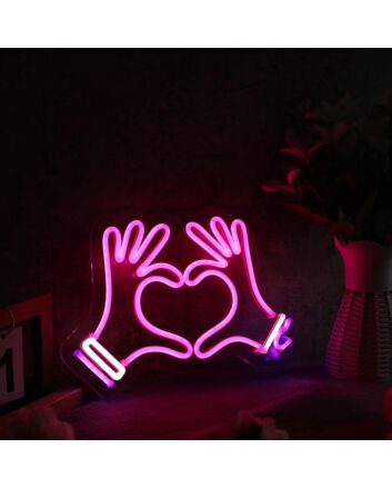Heart Shape With Two Hands Custom Neon Sign