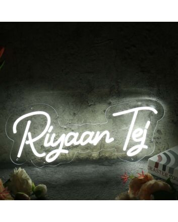 Riyaan Tej White Neon Sign