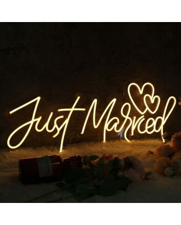 Just Married Yellow Neon Sign