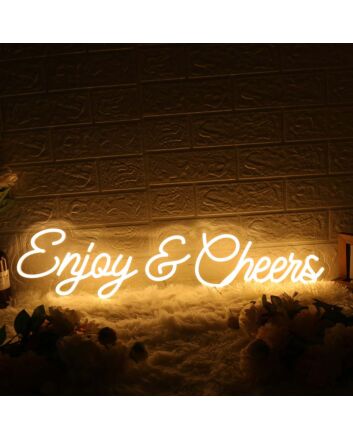 Enjoy And Cheers Yellow Custom LED Neon Sign