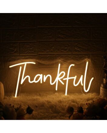 Thankful Yellow Neon Sign