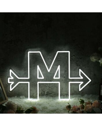 Letter M With Arrow Neon Sign
