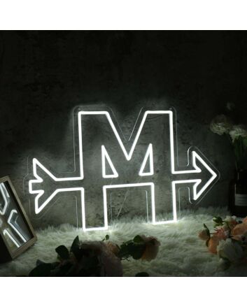 Letter M With Arrow Neon Sign
