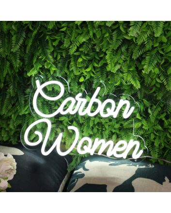 Carbon Women White Neon Sign