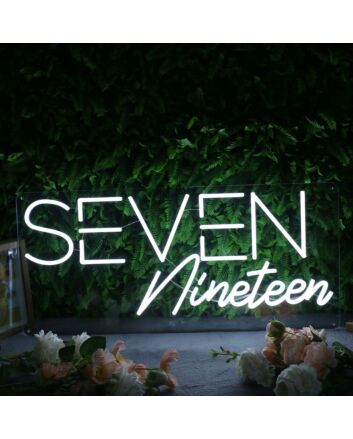 Seven Nineteen White Neon Sign