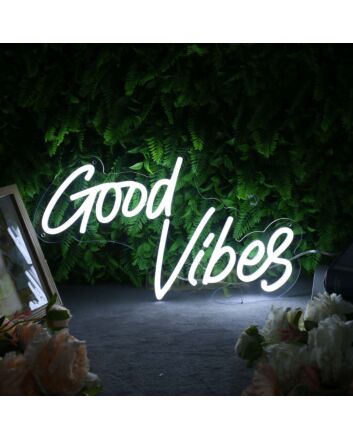 Good Vibes White Custom Neon Sign