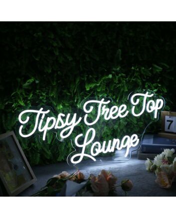 Tipsy Tree Top Lounge White Neon Sign
