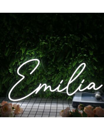 Emilia Name White Neon Sign