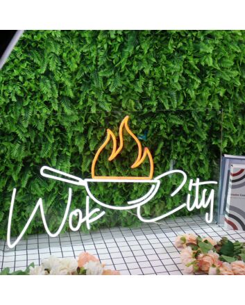 Wok City White Custom Neon Sign
