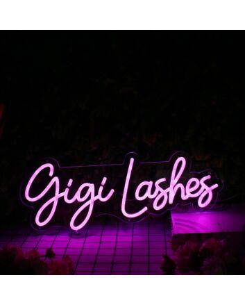 Gigi Lashes Purple Neon Sign