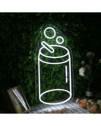 A Can Of Drink White Neon Sign