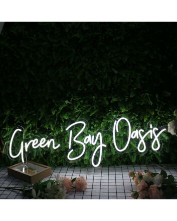 Green Bay Oasis White Neon Sign