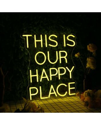 This Is Our Happy Place Yellow Neon Sign