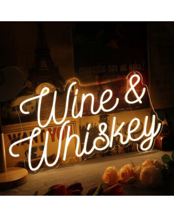 Wine And Whiskey Yellow Neon Sign