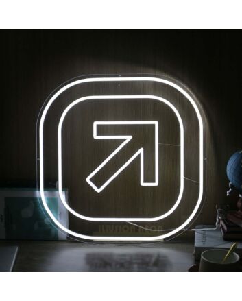 Arrow Button White Neon Sign