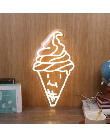 Smiling Ice Cream Yellow Neon Sign