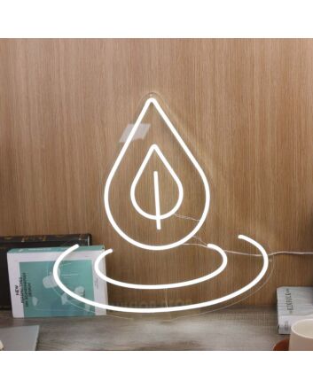 Water Dropping White Neon Sign