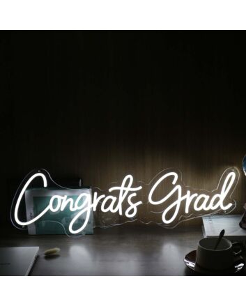 Congrats Grad White Neon Sign