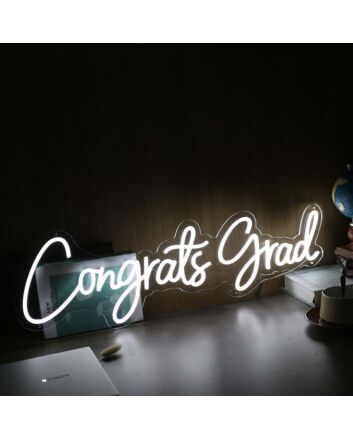 Congrats Grad White Neon Sign