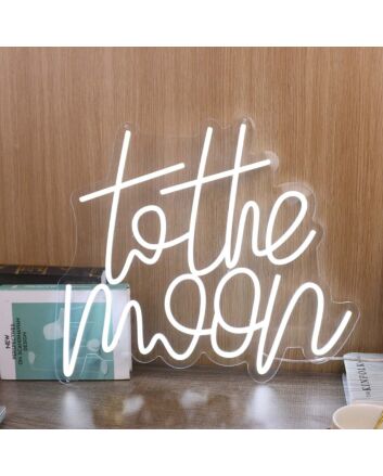 To The Moon White LED Neon Sign