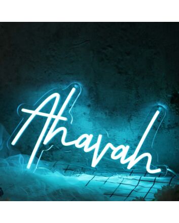 Ahavah Blue Neon Sign