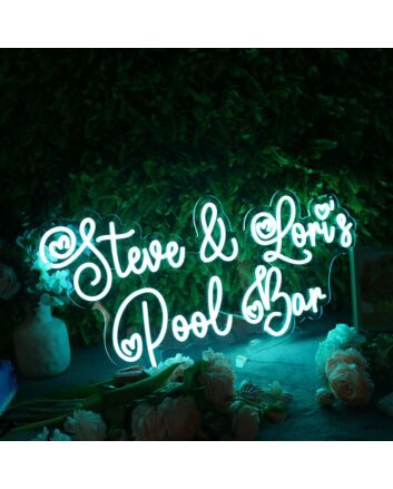 Steve And Lori&#039;s Pool Bar Blue Neon Sign