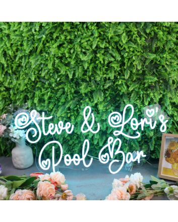 Steve And Lori's Pool Bar Blue Neon Sign